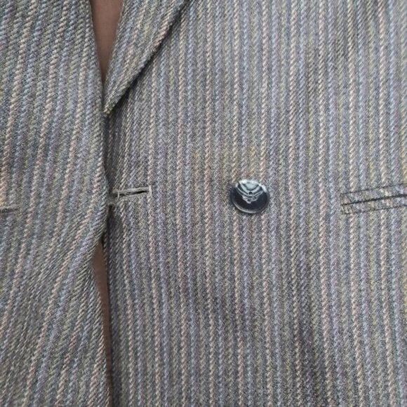 Vintage Striped Blue Wool Tailored Blazer ILGWU Made in USA - Picture 14 of 15